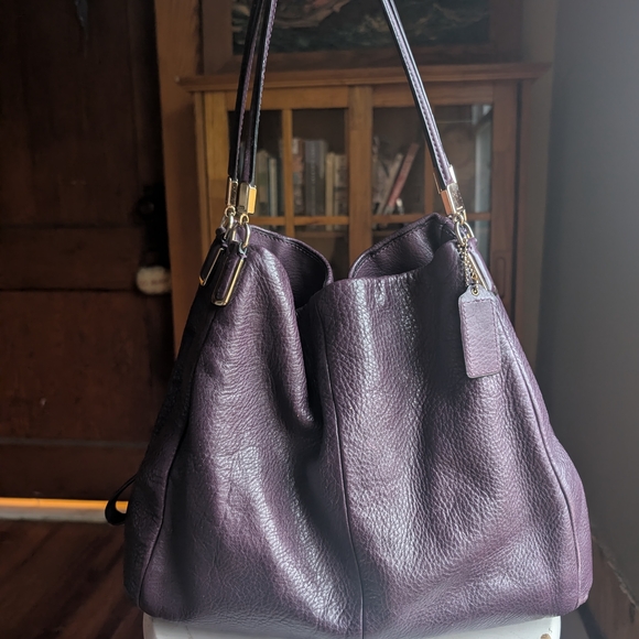 Coach Deep Purple Leather Hobo Bag - Picture 2 of 8